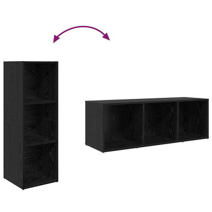 vidaXL TV Cabinet Set 72 x 35 x 37 cm Black Engineered Wood