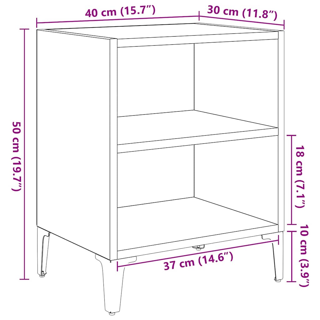 vidaXL Bedside Cabinet Artisan Oak 40 x 30 x 50 cm Engineered Wood