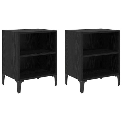 vidaXL Bedside Cabinet 2 pcs Black Oak 40 x 30 x 50 cm Engineered Wood