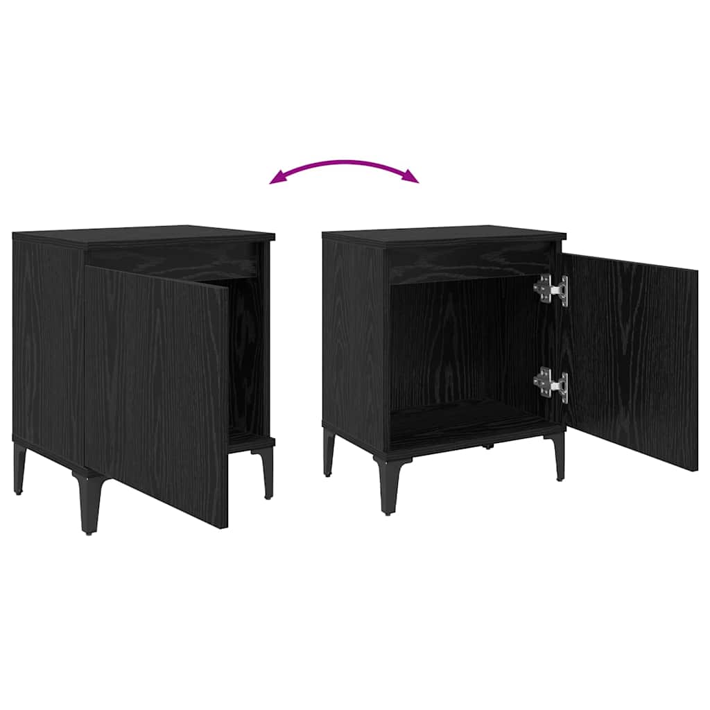 vidaXL Bedside Cabinet Black Oak 40 x 30 x 50 cm Engineered Wood