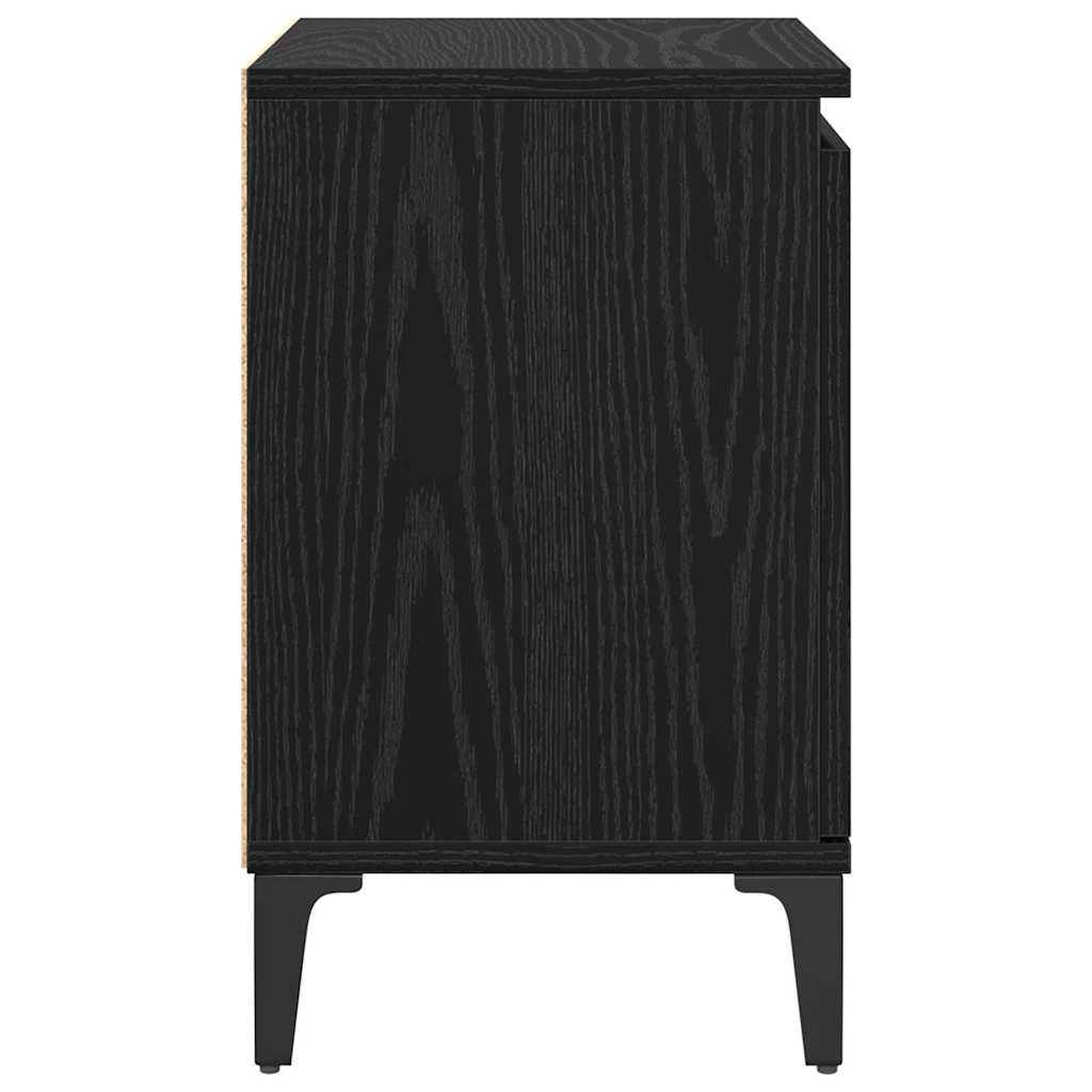 vidaXL Bedside Cabinet Black Oak 40 x 30 x 50 cm Engineered Wood