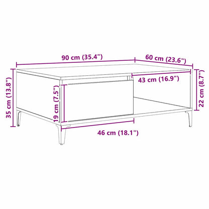 vidaXL Coffee Table Artisan oak 90 x 60 x 35 cm Engineered Wood