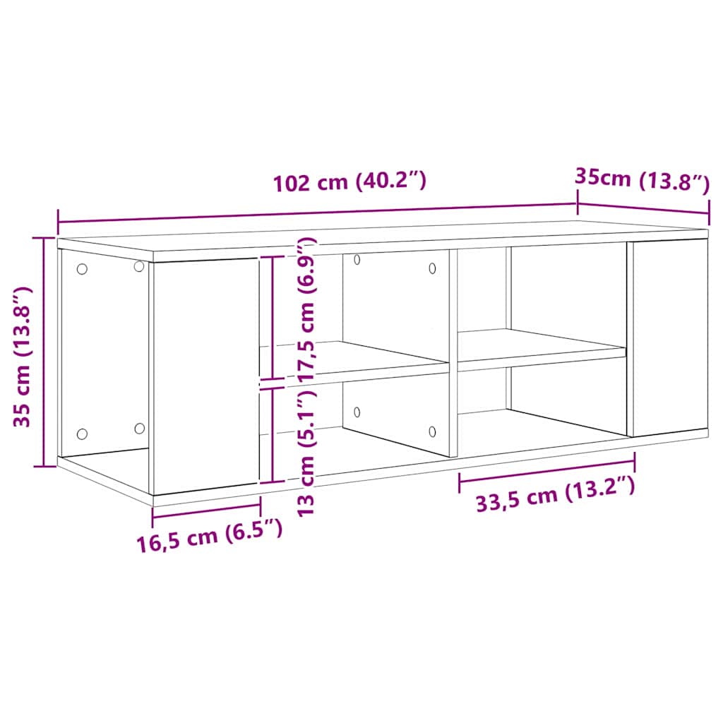 vidaXL TV Cabinet Set Old Wood 102 x 35 x 35 cm Engineered Wood