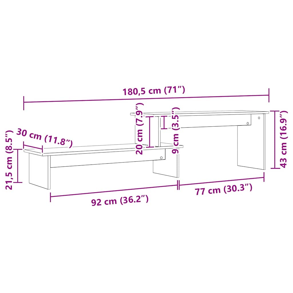 vidaXL TV Cabinet Set 180.5 x 30 x 43 cm Old Wood Engineered Wood