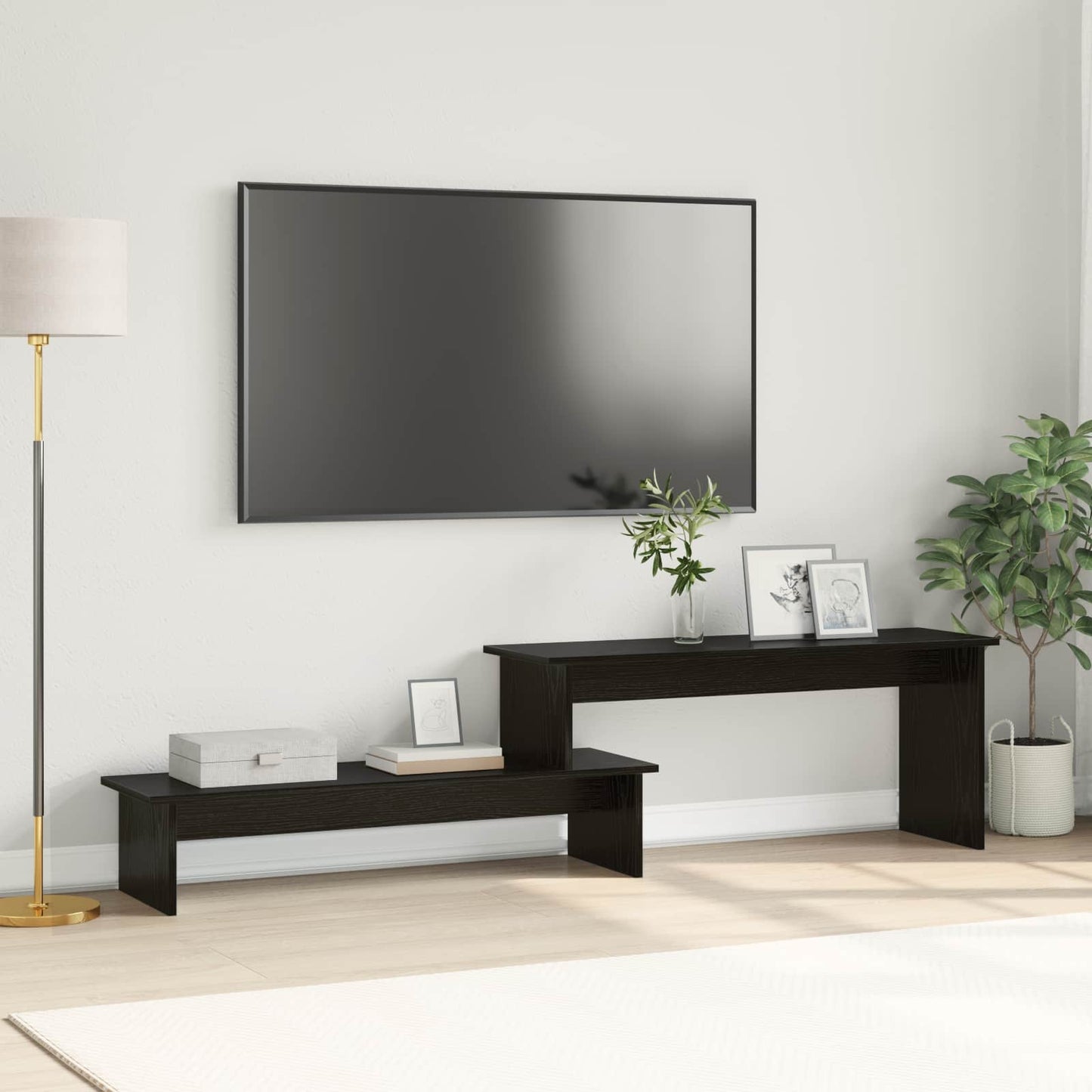 vidaXL TV Cabinet Set Black Oak 180.5 x 30 x 43 cm Engineered Wood