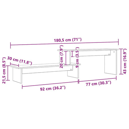 vidaXL TV Cabinet Set 180.5 x 30 x 43 cm Black Oak Engineered Wood