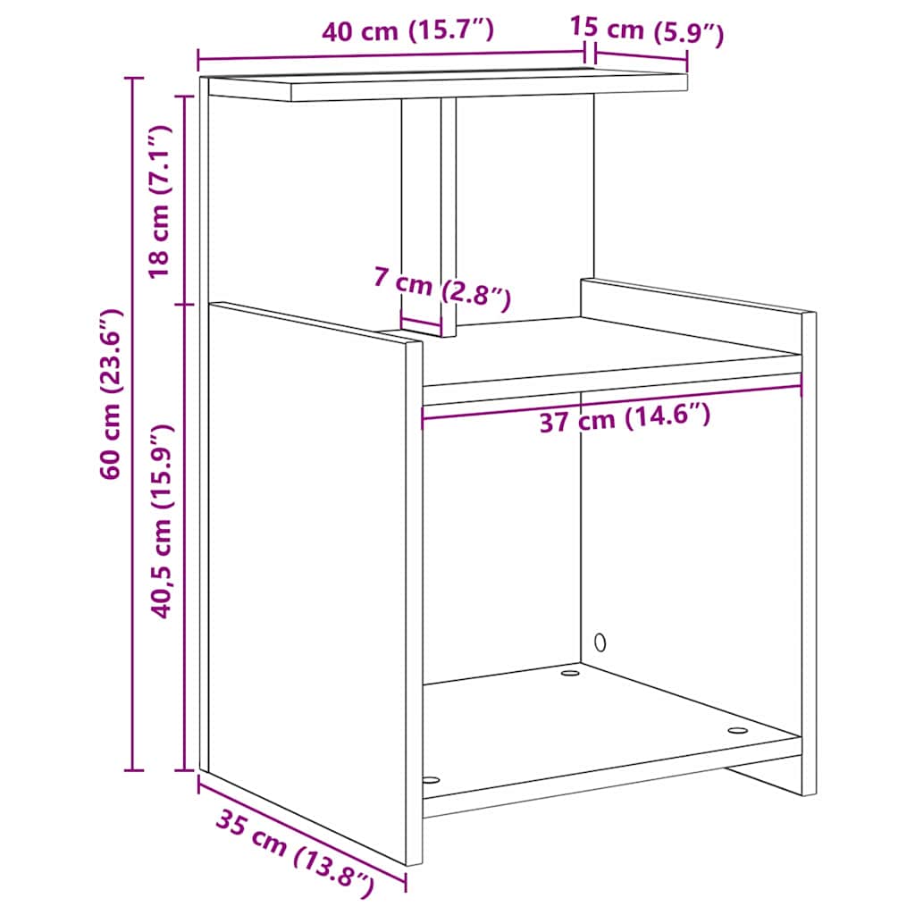 vidaXL Bedside Cabinet 2 pcs Old Wood 40 x 35 x 60 cm Engineered Wood