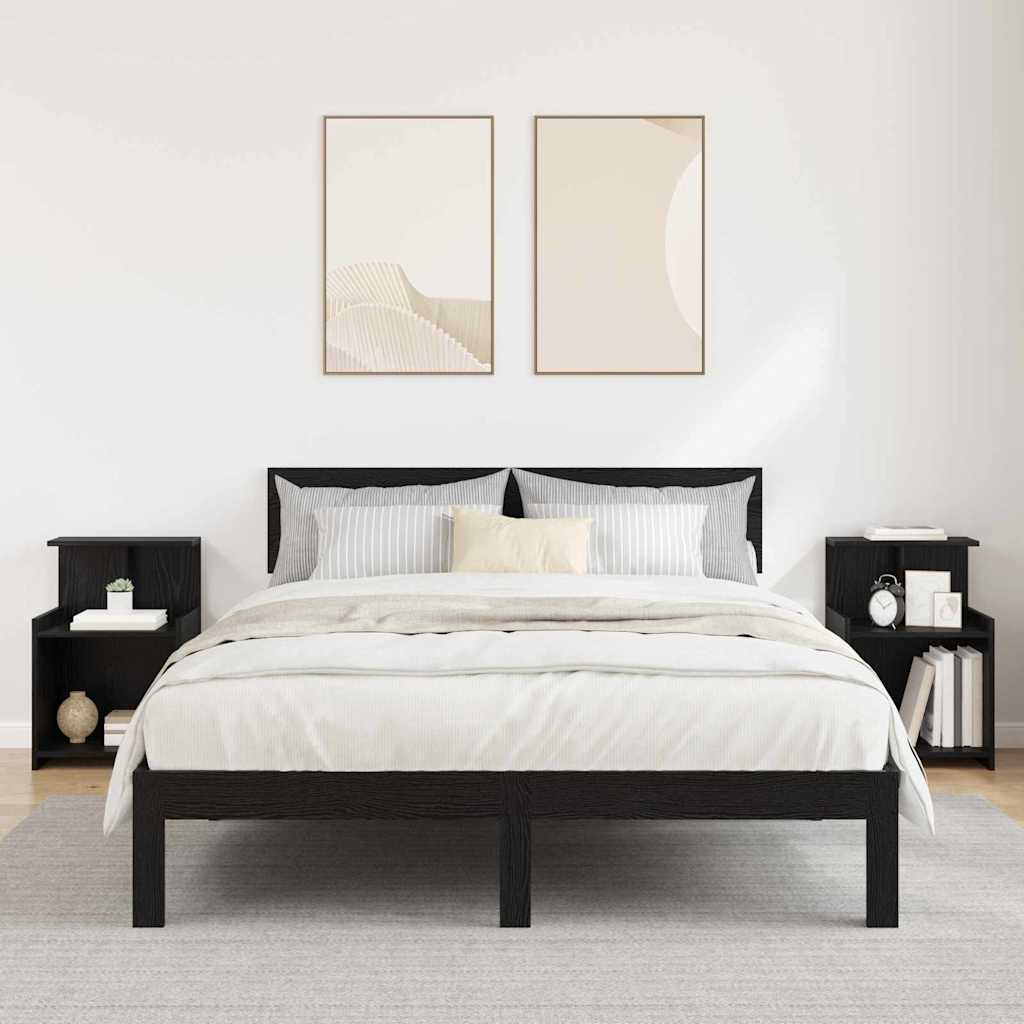 vidaXL Bedside Cabinet 2 pcs Black Oak 40 x 35 x 60 cm Engineered Wood