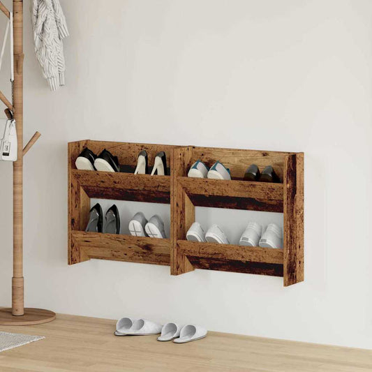 vidaXL Shoe Cabinet 2 pcs Old Wood 60 x 18 x 60 cm Engineered Wood