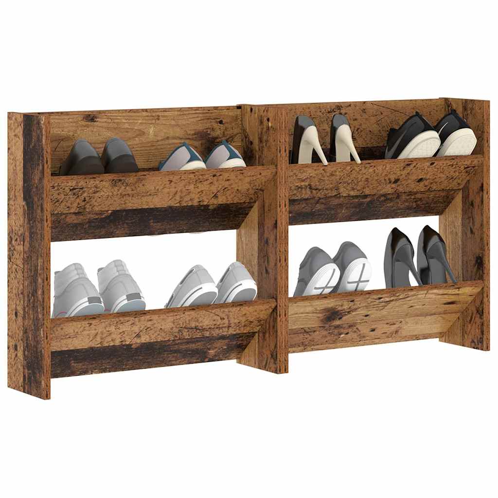 vidaXL Shoe Cabinet 2 pcs Old Wood 60 x 18 x 60 cm Engineered Wood