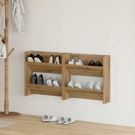 vidaXL Shoe Cabinet 2 pcs 60 x 18 x 60 cm Engineered Wood Artisan Oak