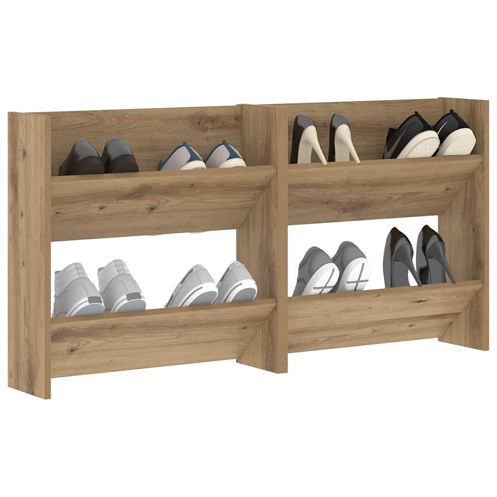 vidaXL Shoe Cabinet 2 pcs 60 x 18 x 60 cm Engineered Wood Artisan Oak