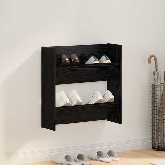 vidaXL Shoe Cabinet 60 x 18 x 60 cm Engineered Wood Black Oak