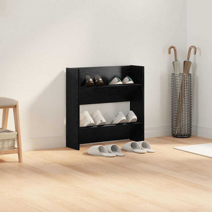 vidaXL Shoe Cabinet 60 x 18 x 60 cm Engineered Wood Black Oak