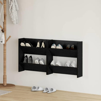 vidaXL Shoe Cabinet 2 pcs 60 x 18 x 60 cm Engineered Wood Black Oak