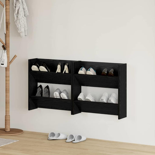 vidaXL Shoe Cabinet 2 pcs 60 x 18 x 60 cm Engineered Wood Black Oak