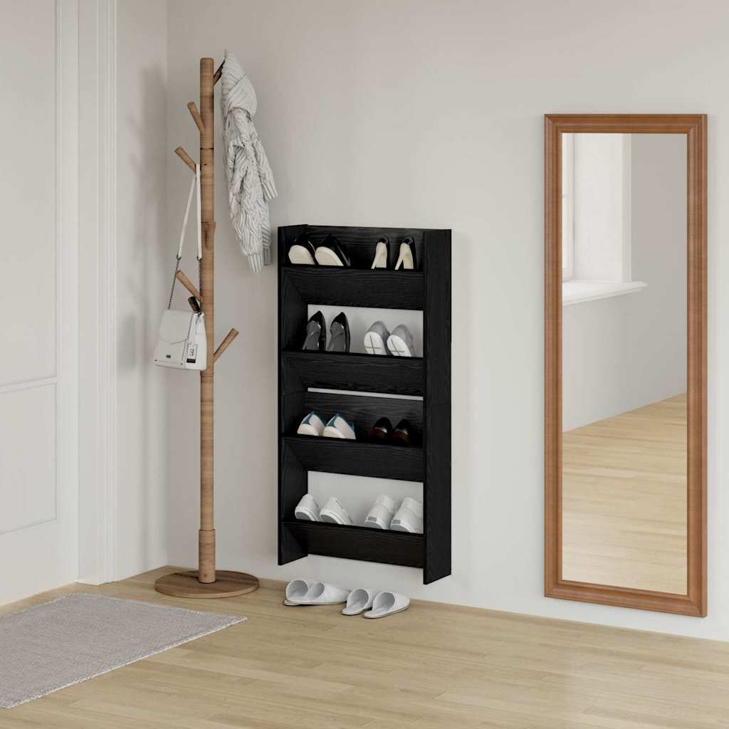 vidaXL Shoe Cabinet 2 pcs 60 x 18 x 60 cm Engineered Wood Black Oak