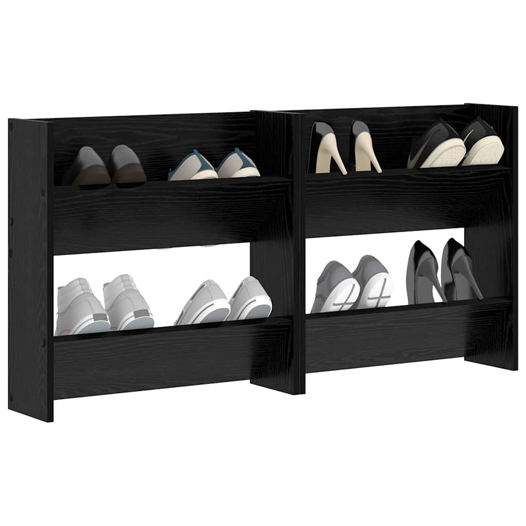 vidaXL Shoe Cabinet 2 pcs 60 x 18 x 60 cm Engineered Wood Black Oak