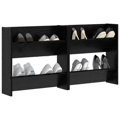 vidaXL Shoe Cabinet 2 pcs 60 x 18 x 60 cm Engineered Wood Black Oak
