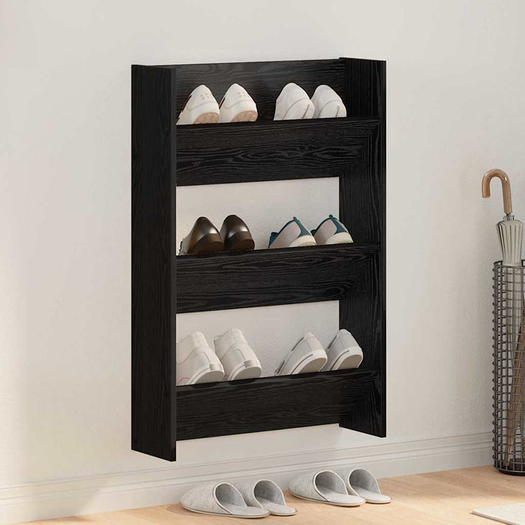 vidaXL Shoe Cabinet 60 x 18 x 90 cm Engineered Wood Black Oak