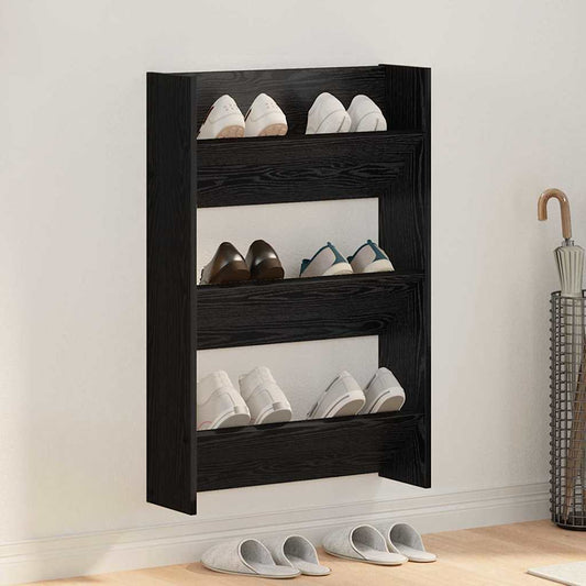 vidaXL Shoe Cabinet 60 x 18 x 90 cm Engineered Wood Black Oak
