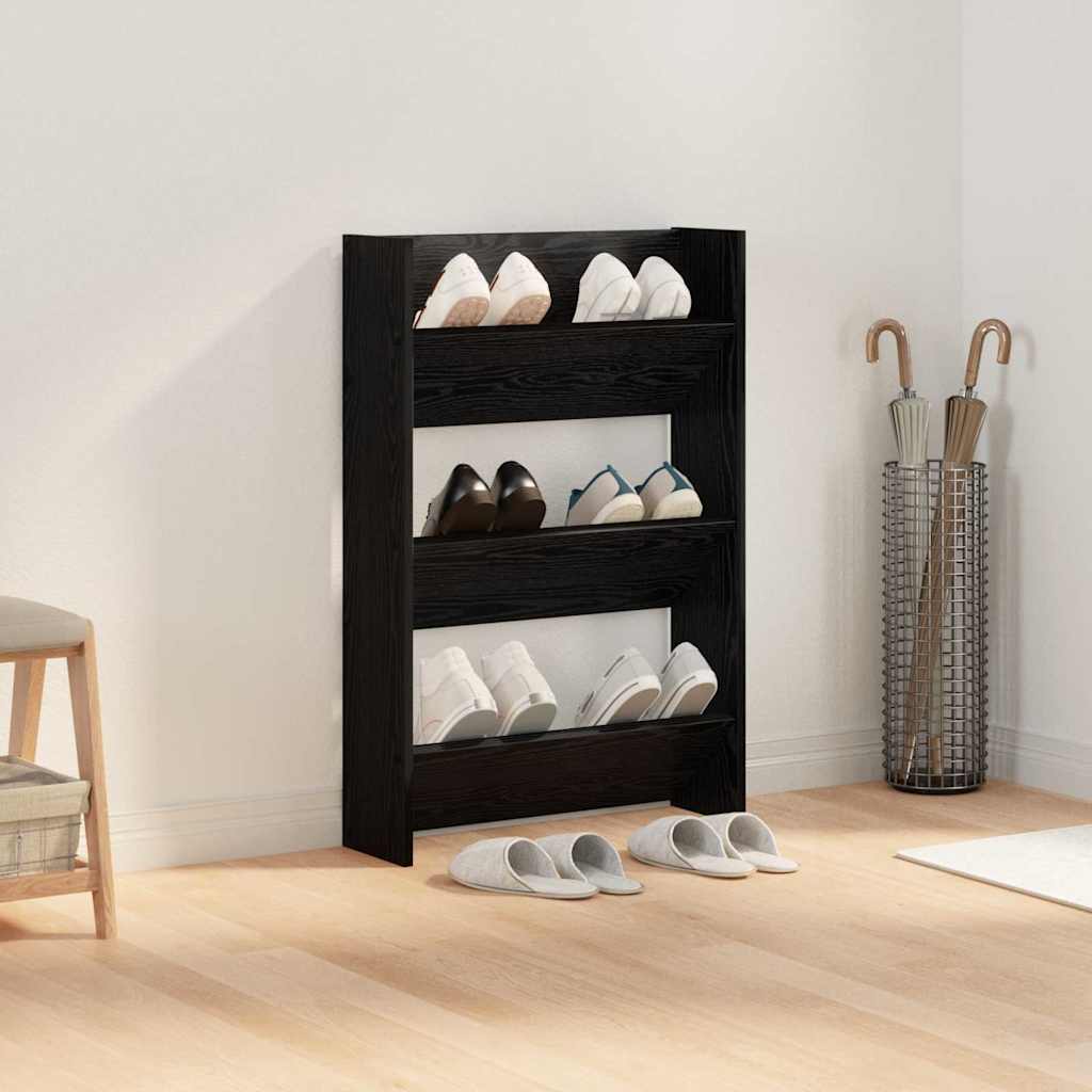 vidaXL Shoe Cabinet 60 x 18 x 90 cm Engineered Wood Black Oak