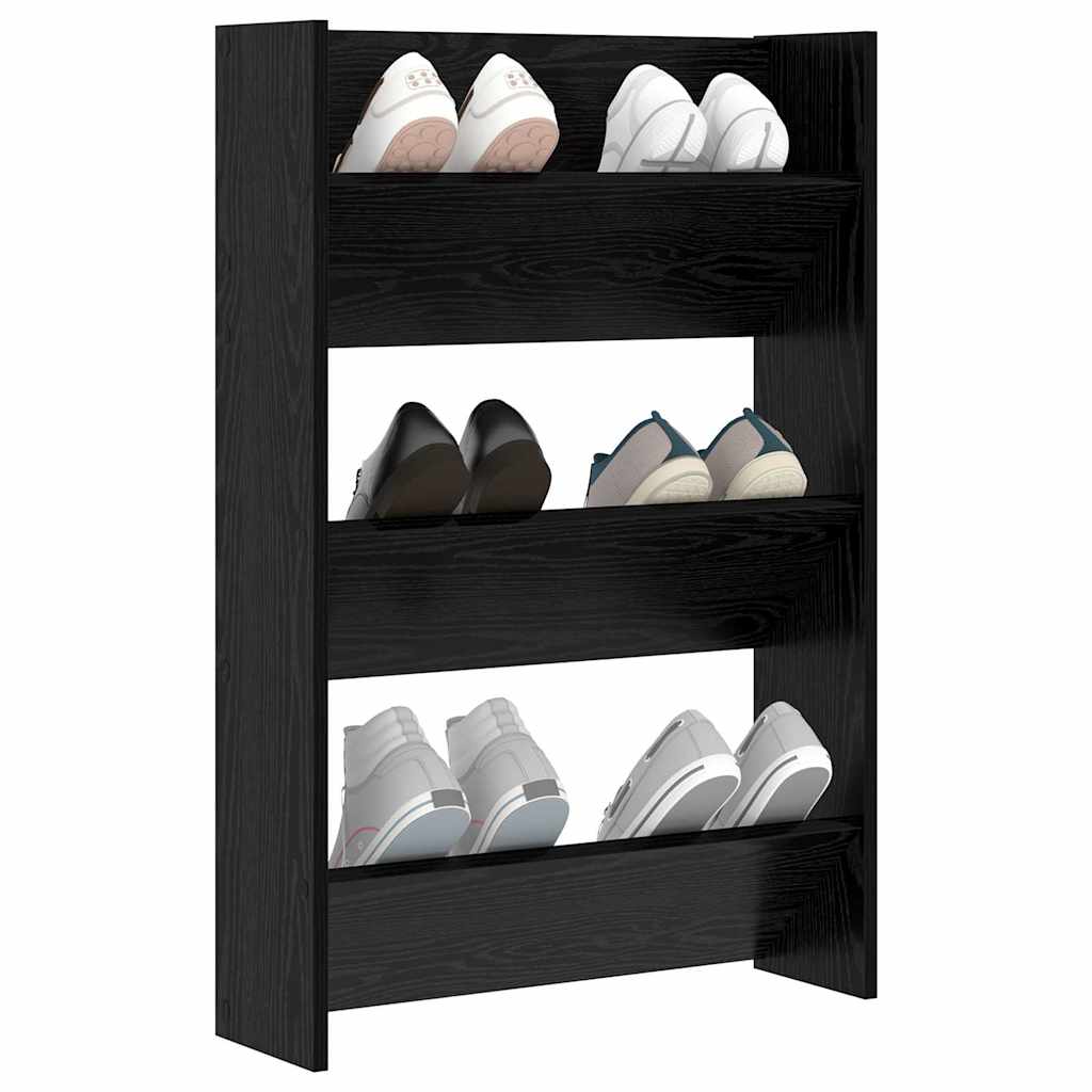 vidaXL Shoe Cabinet 60 x 18 x 90 cm Engineered Wood Black Oak