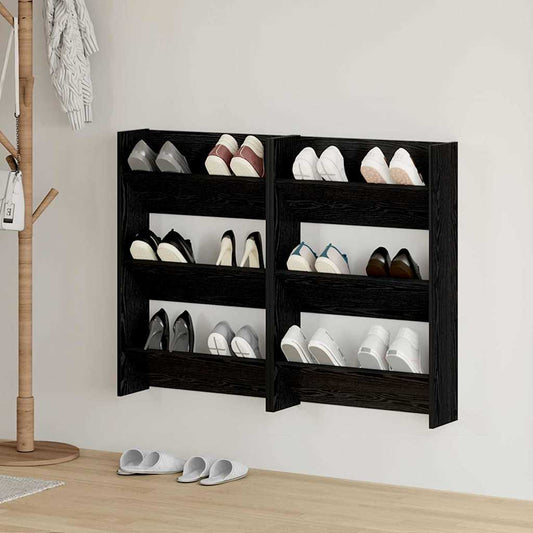 vidaXL Shoe Cabinet 2 pcs 60 x 18 x 90 cm Engineered Wood Black Oak