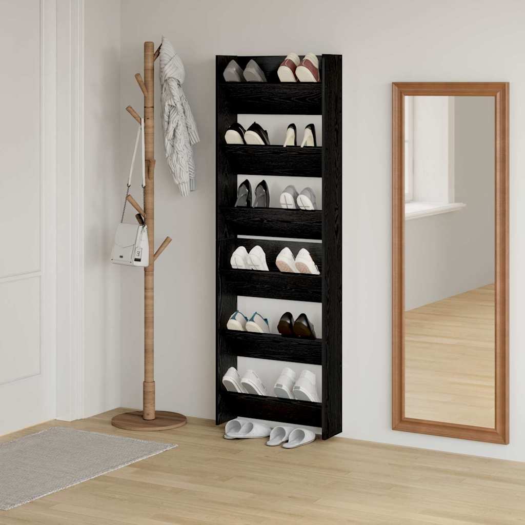 vidaXL Shoe Cabinet 2 pcs 60 x 18 x 90 cm Engineered Wood Black Oak