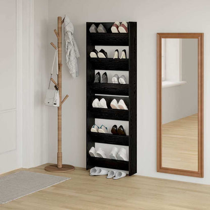 vidaXL Shoe Cabinet 2 pcs 60 x 18 x 90 cm Engineered Wood Black Oak