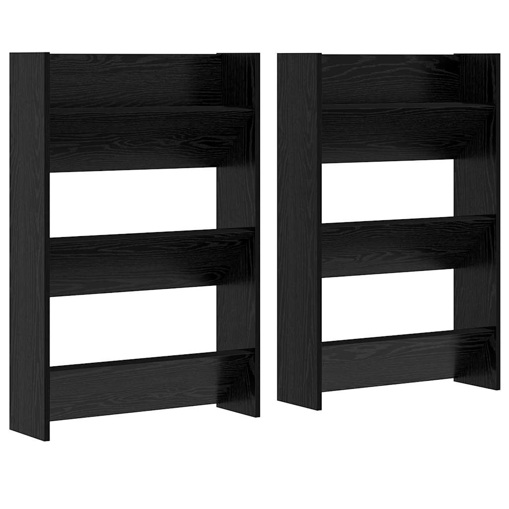 vidaXL Shoe Cabinet 2 pcs 60 x 18 x 90 cm Engineered Wood Black Oak