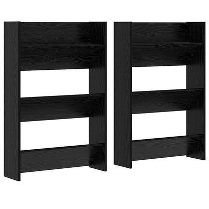 vidaXL Shoe Cabinet 2 pcs 60 x 18 x 90 cm Engineered Wood Black Oak
