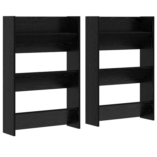 vidaXL Shoe Cabinet 2 pcs 60 x 18 x 90 cm Engineered Wood Black Oak