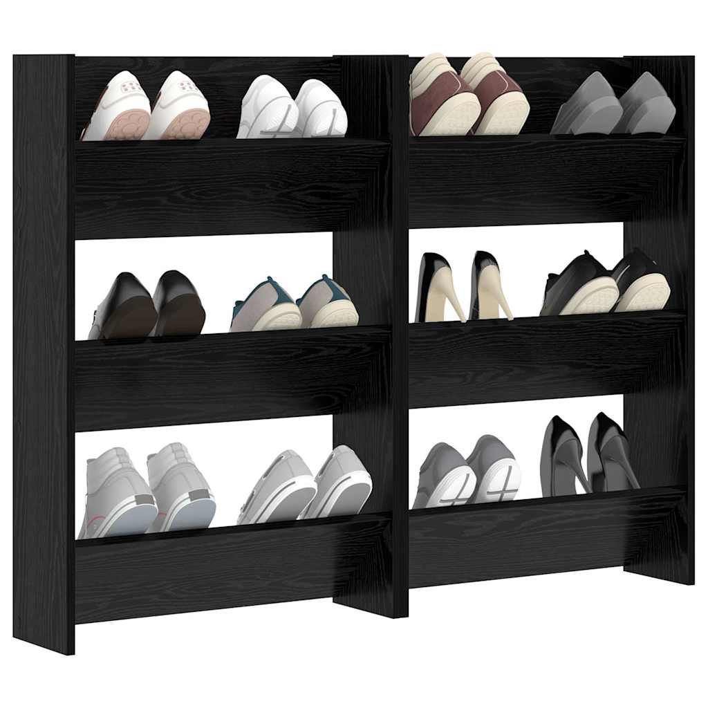 vidaXL Shoe Cabinet 2 pcs 60 x 18 x 90 cm Engineered Wood Black Oak