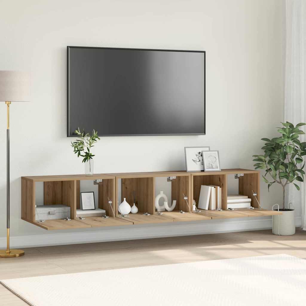 vidaXL TV Cabinet Set 3 pcs Brown Engineered Wood