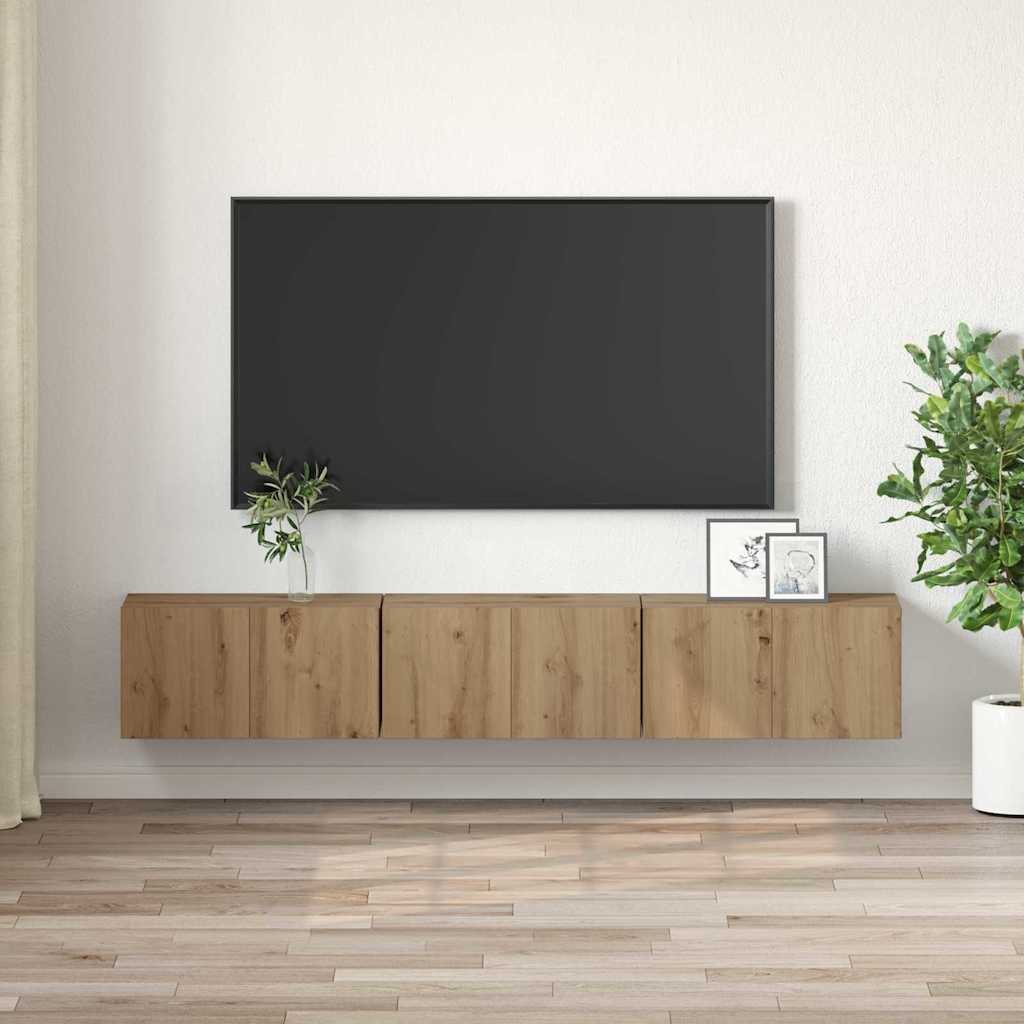 vidaXL TV Cabinet Set 3 pcs Brown Engineered Wood