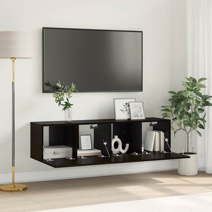 vidaXL TV Cabinet Set 2 pcs Black Engineered Wood
