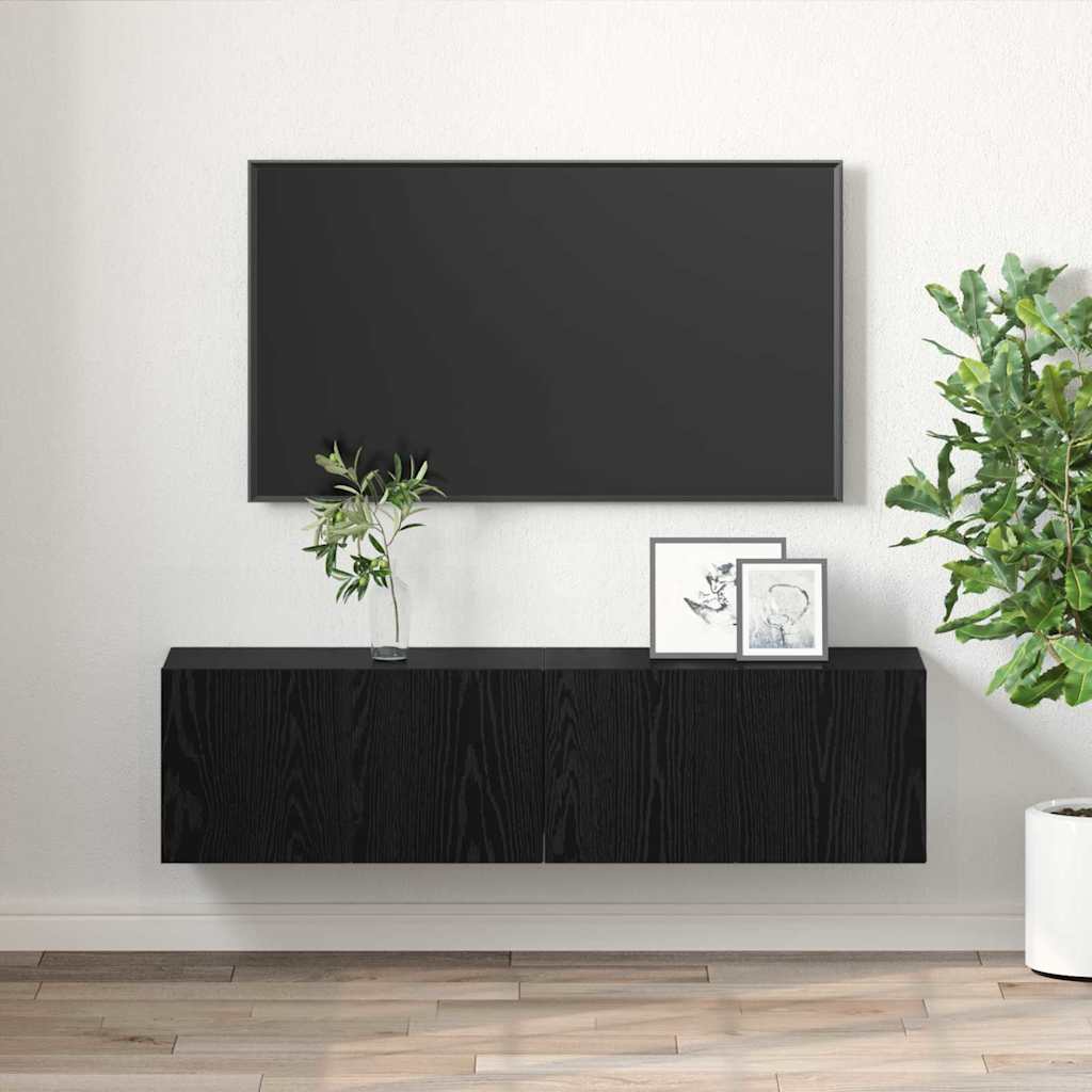 vidaXL TV Cabinet Set 2 pcs Black Engineered Wood