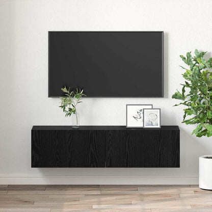 vidaXL TV Cabinet Set 2 pcs Black Engineered Wood