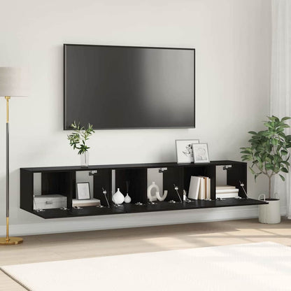vidaXL TV Cabinet Set 3 pcs Black Engineered Wood