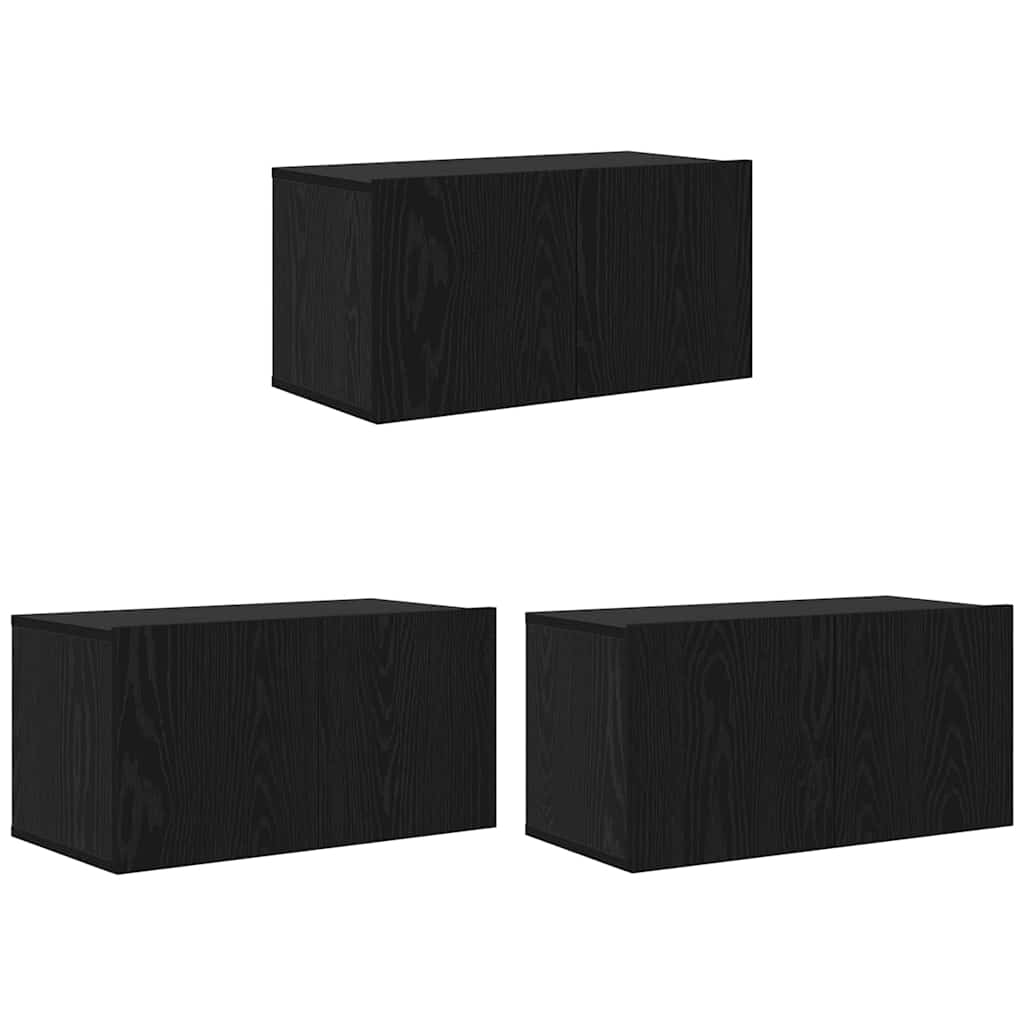 vidaXL TV Cabinet Set 3 pcs Black 60 x 30 x 30 cm Engineered Wood