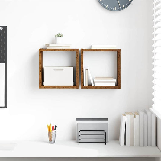 vidaXL Wall Shelves with Shelf Wall-mounted Old Wood Engineered Wood