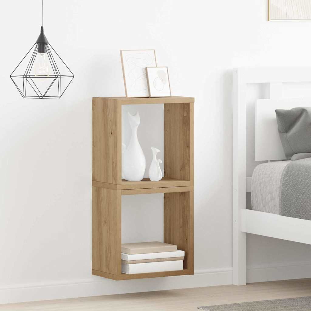 vidaXL Wall Shelves with Shelf 2 pcs Artisan Oak Engineered Wood