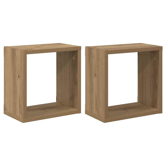 vidaXL Wall Shelves with Shelf 2 pcs Artisan Oak Engineered Wood