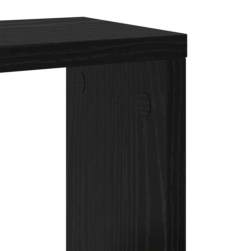 vidaXL Wall Shelves with Shelf 2 pcs Black Oak Engineered Wood