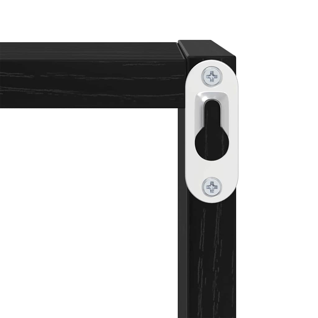 vidaXL Wall Shelves with Shelf 2 pcs Black Oak Engineered Wood