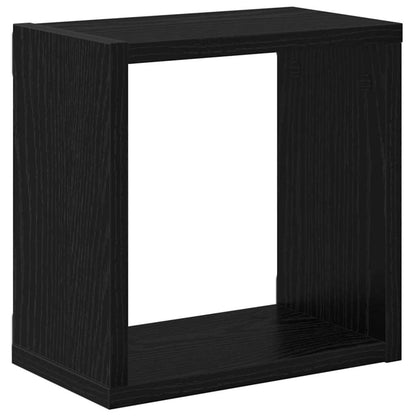 vidaXL Wall Shelves with Shelf 2 pcs Black Oak Engineered Wood