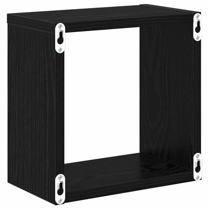 vidaXL Wall Shelves with Shelf 2 pcs Black Oak Engineered Wood