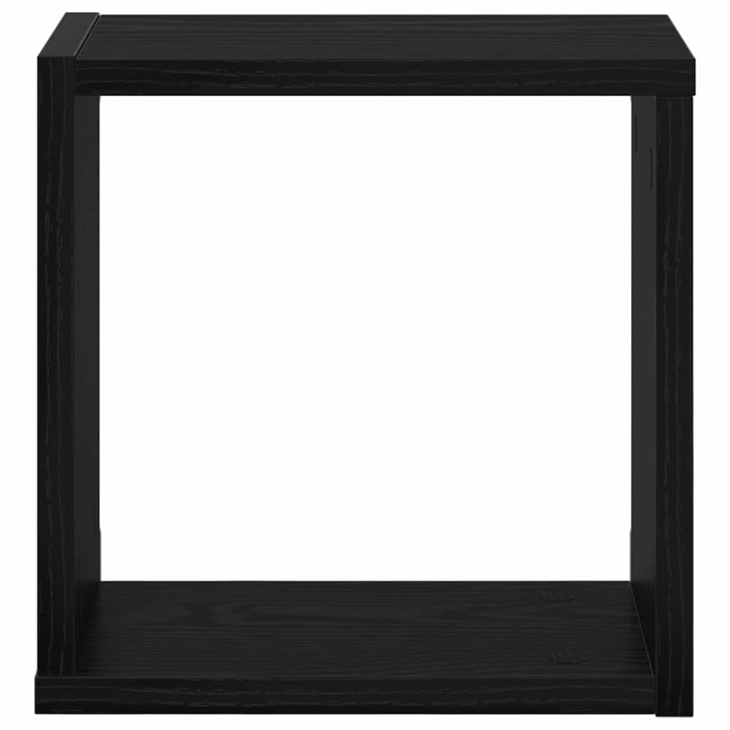 vidaXL Wall Shelves with Shelf 2 pcs Black Oak Engineered Wood