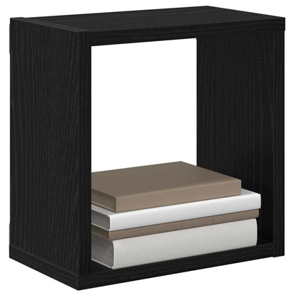 vidaXL Wall Shelves with Shelf 2 pcs Black Oak Engineered Wood